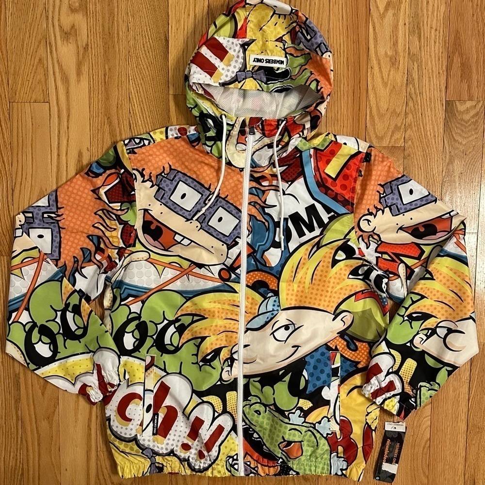 Members Only x Nickelodeon Zip Windbreaker Rugrats Arnold Cartoon Sz M NWT